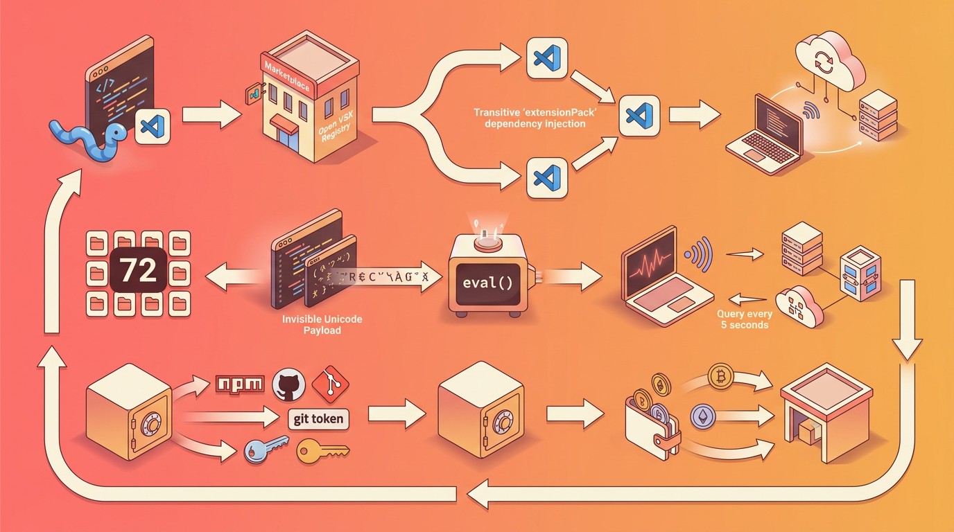 ataque supply chain vs code diagrama explicativo