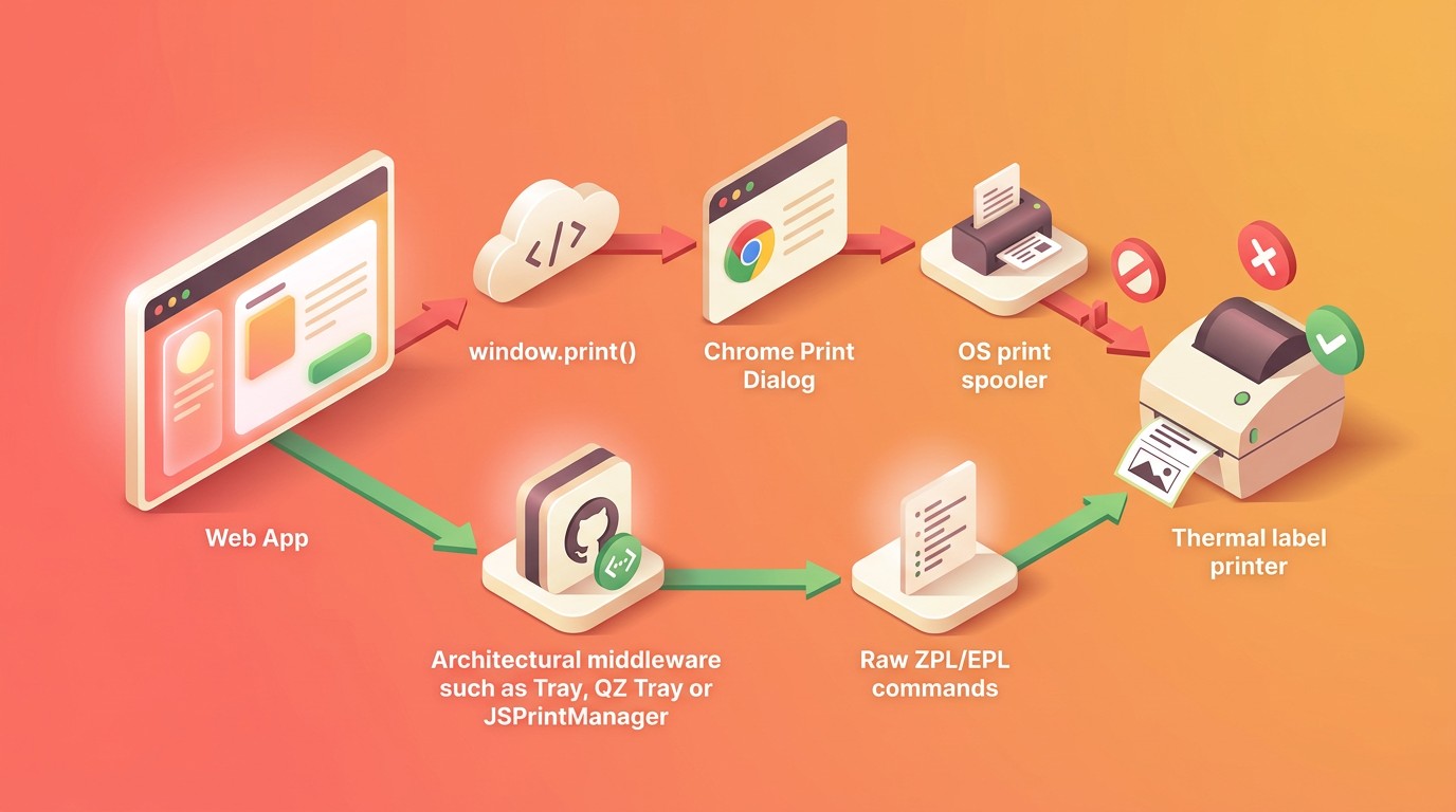 imprimir etiquetas chrome impresora térmica diagrama explicativo
