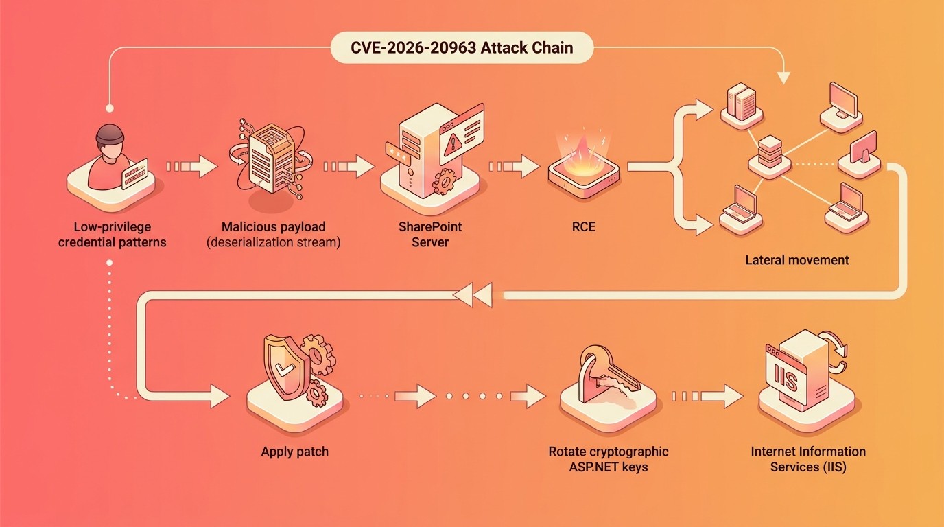 vulnerabilidad sharepoint cve-2026-20963 diagrama explicativo