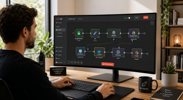 n8n 2026: automatizá sin límites ni costos ocultos — ilustración