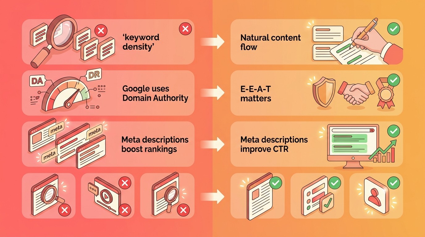 mitos seo que cometen developers diagrama explicativo