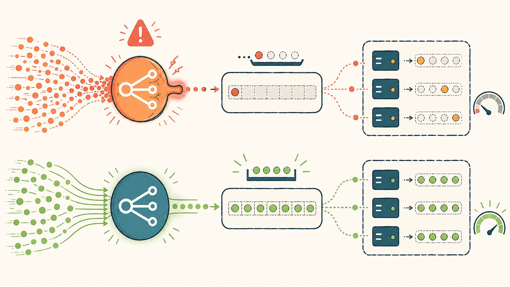 escalabilidad servidores bottleneck configuración diagrama explicativo