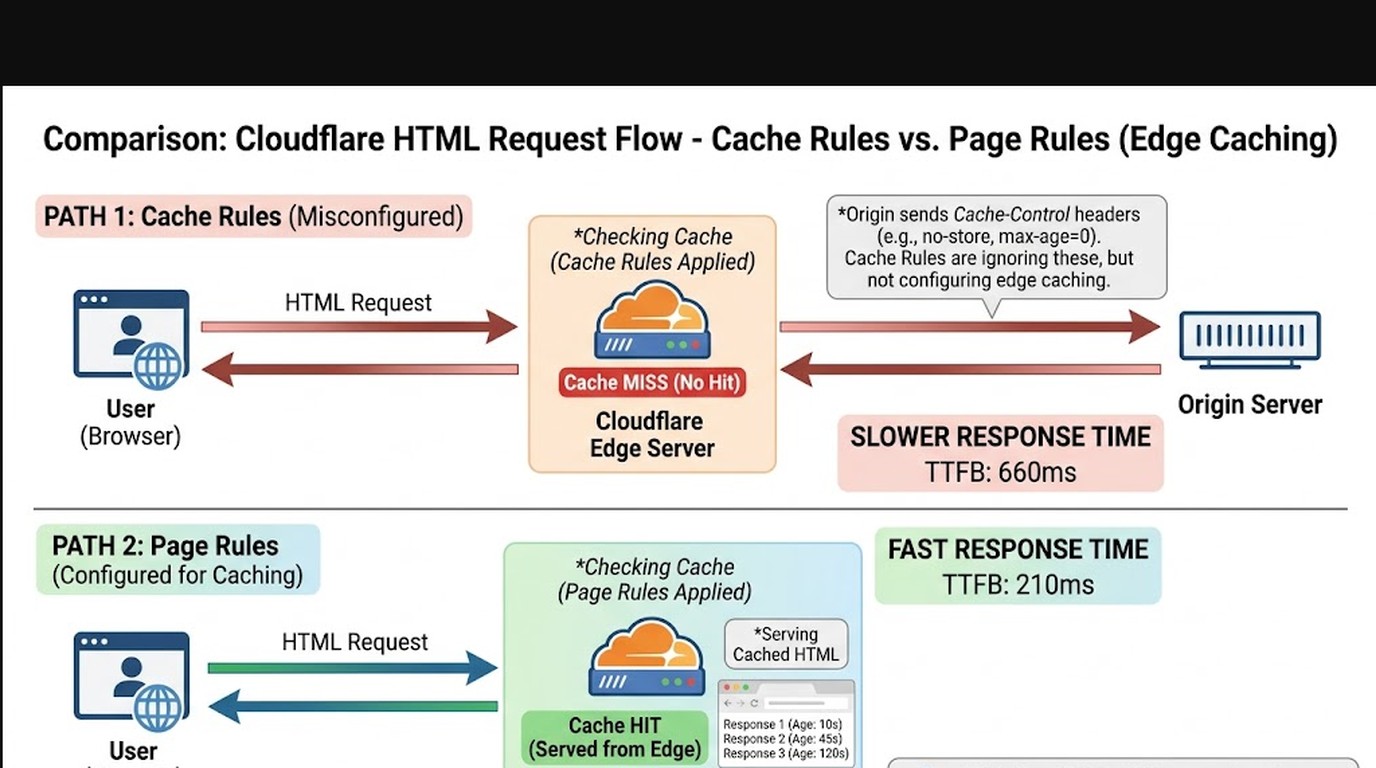 cloudflare no cachea html diagrama explicativo