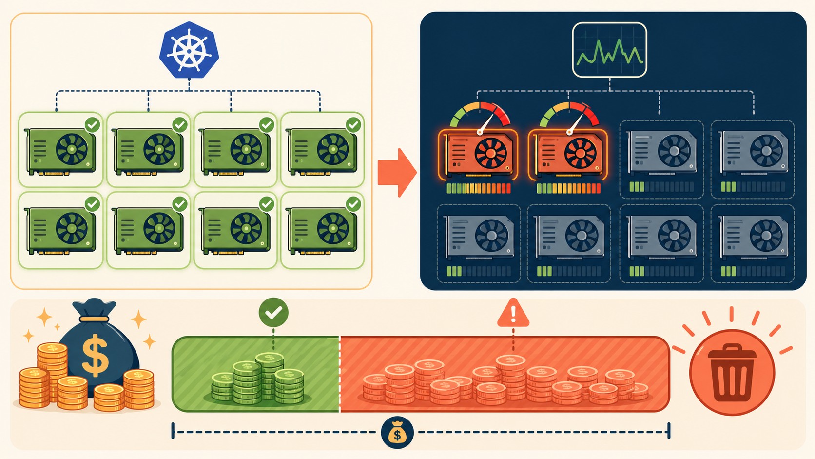 detectar desperdicio gpu kubernetes diagrama explicativo