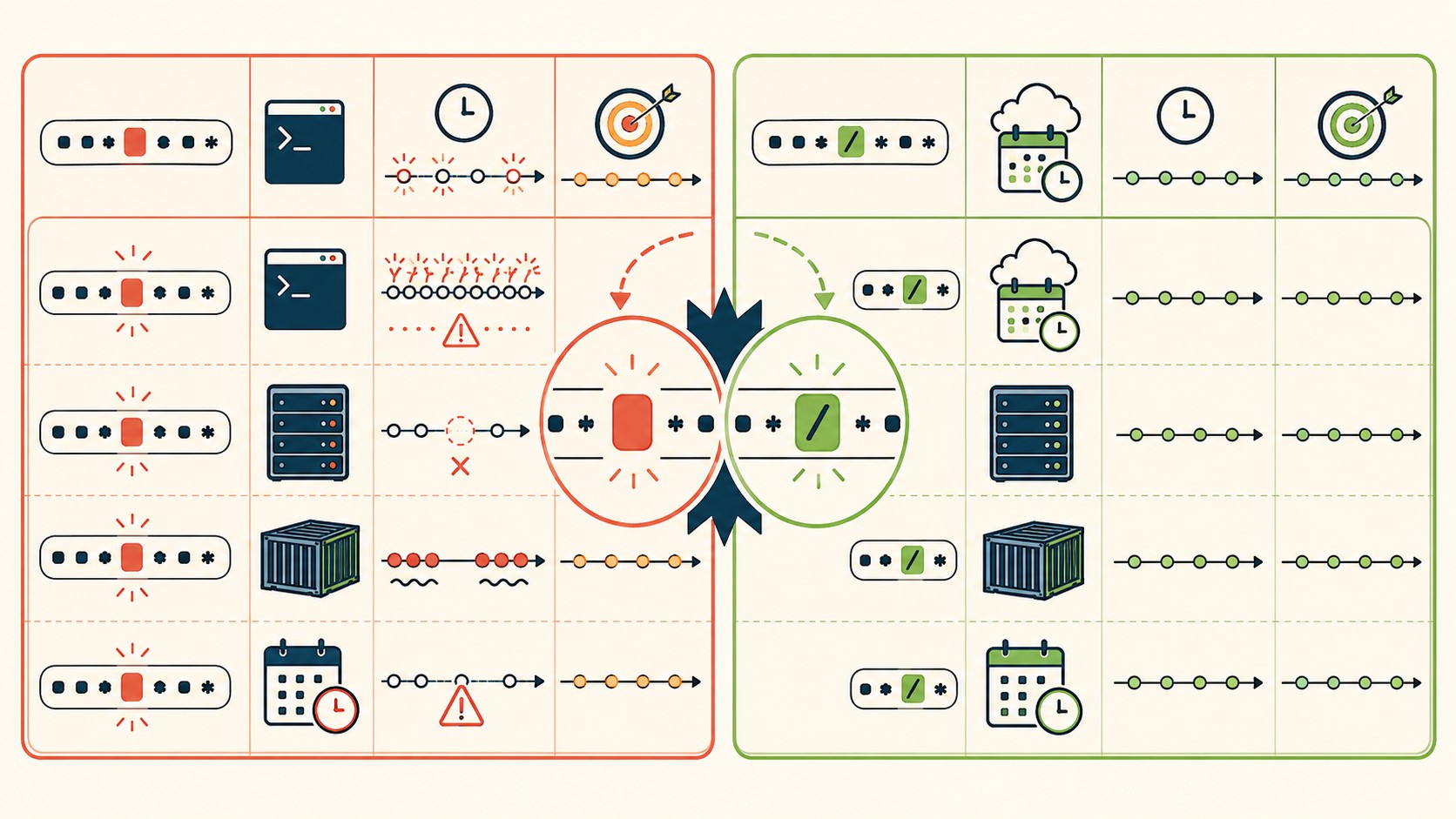 errores silenciosos expresiones cron diagrama explicativo