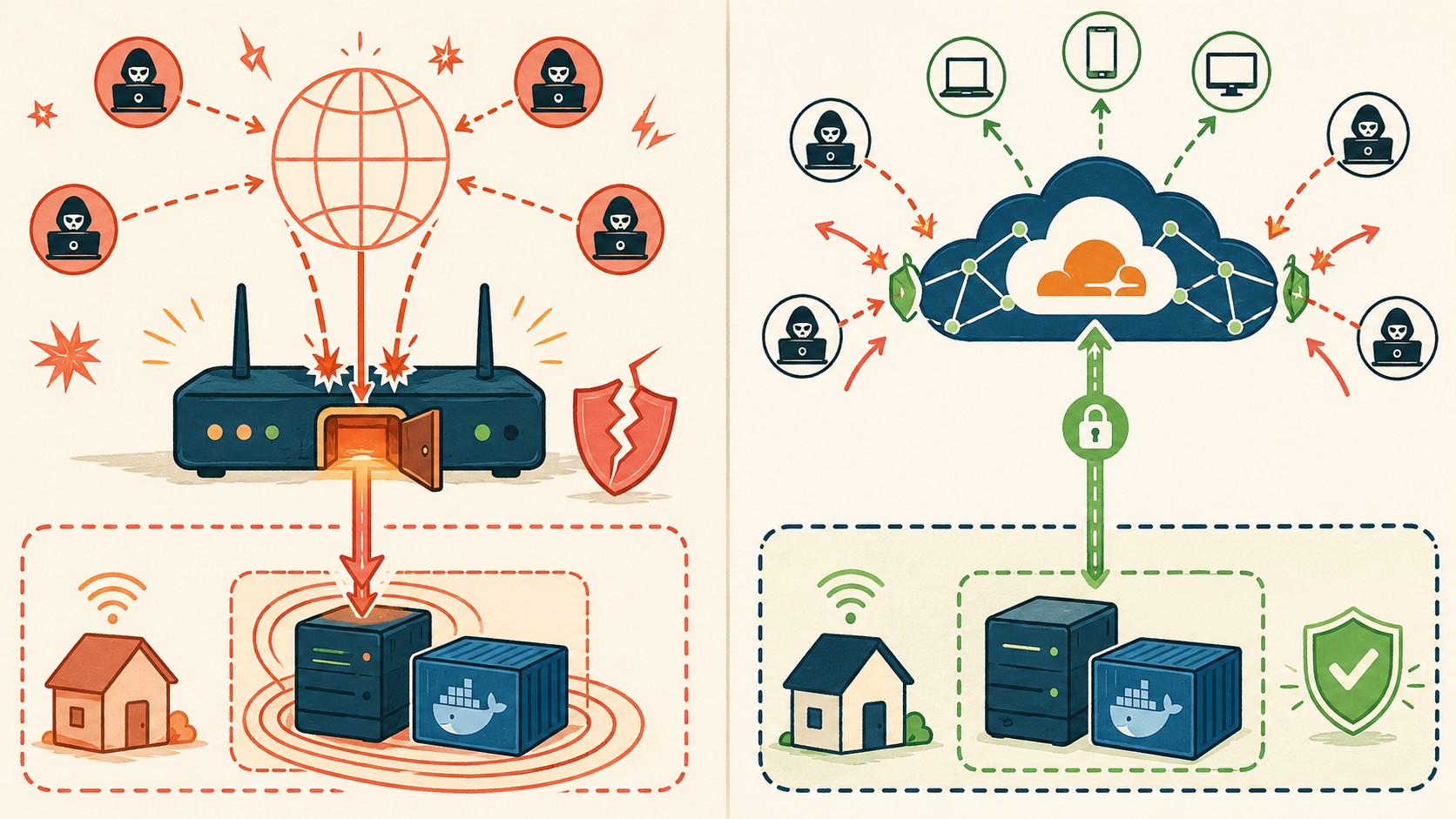 exponer docker cloudflare tunnel dominio diagrama explicativo