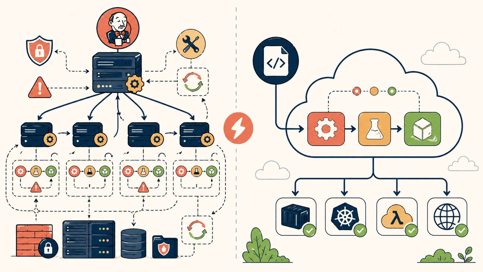 jenkins vs github actions diagrama explicativo