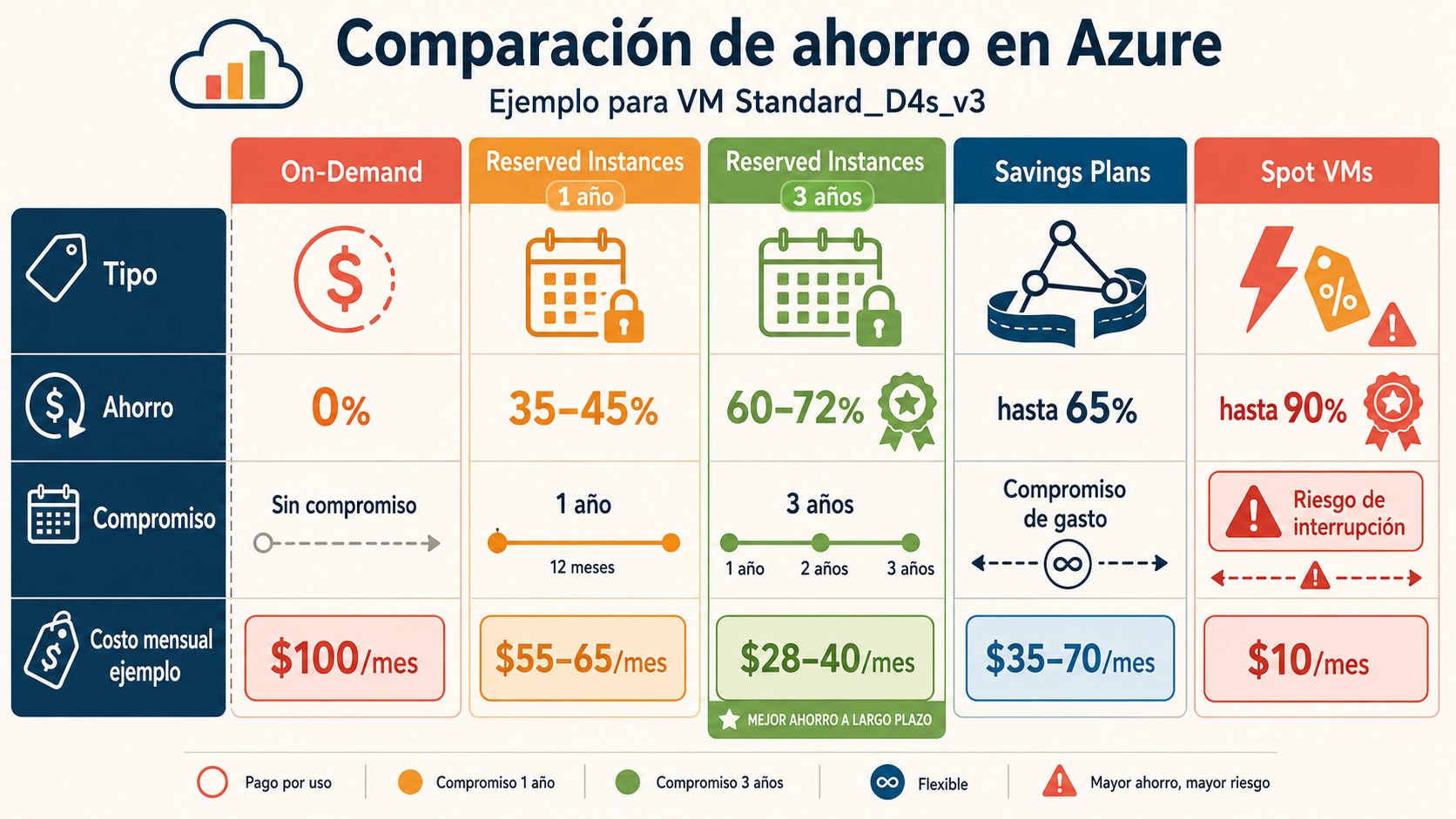 cómo reducir costos de azure diagrama explicativo