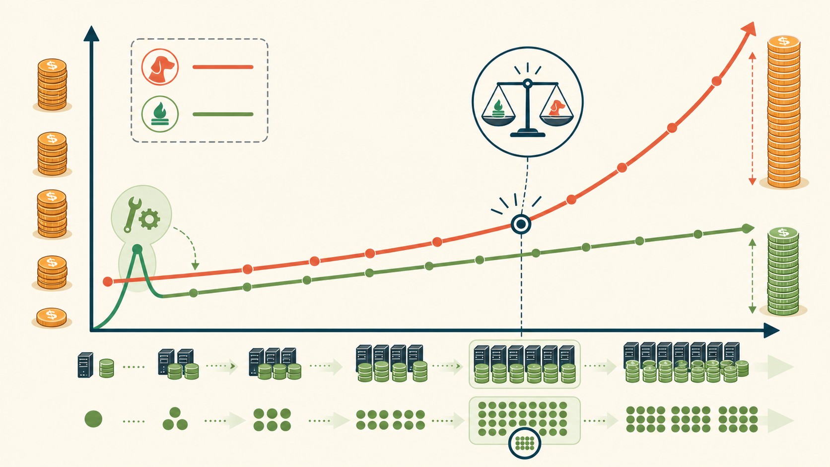 self-hosting vs monitoreo administrado diagrama explicativo