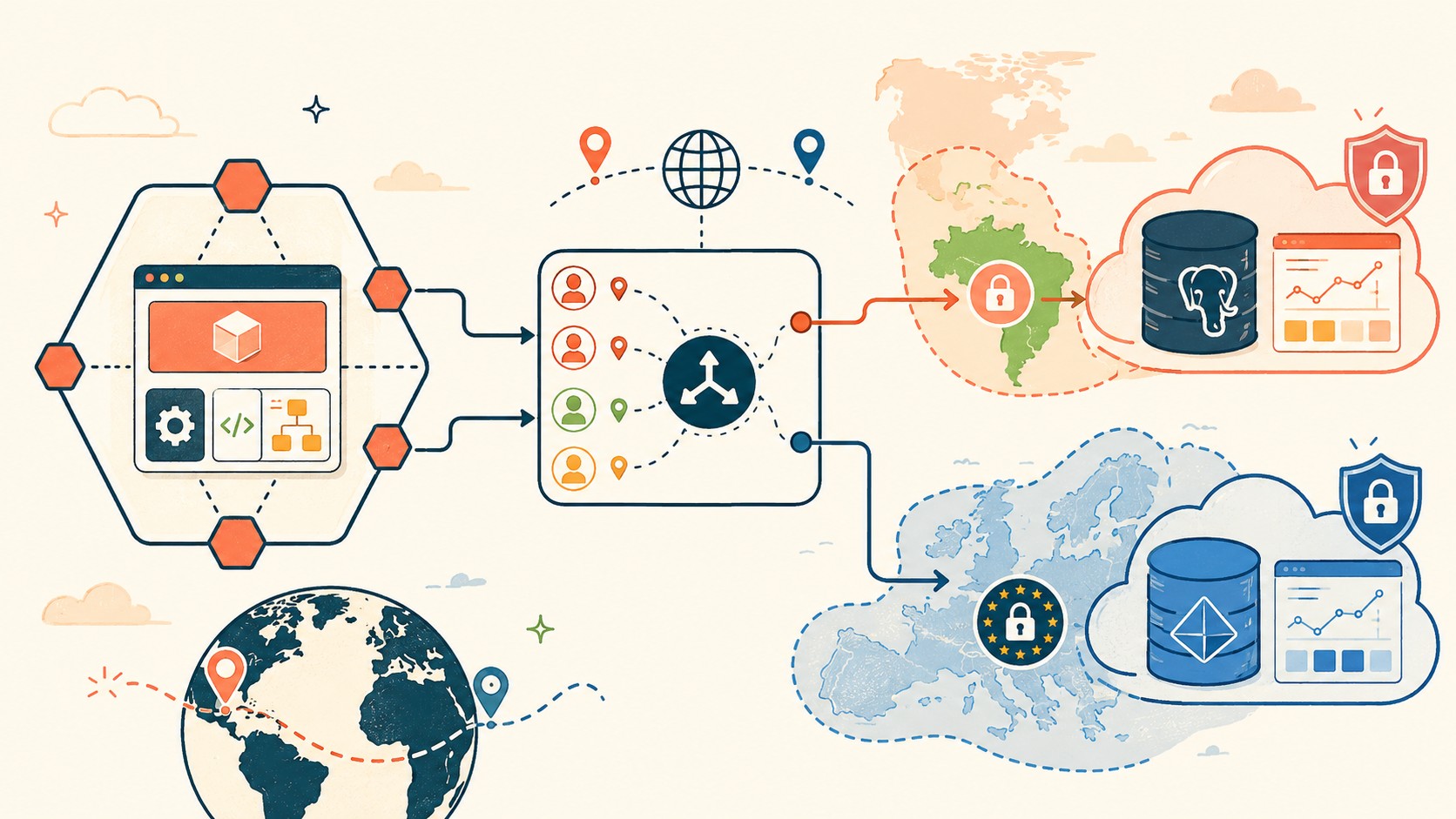 sharding de datos multinube diagrama explicativo