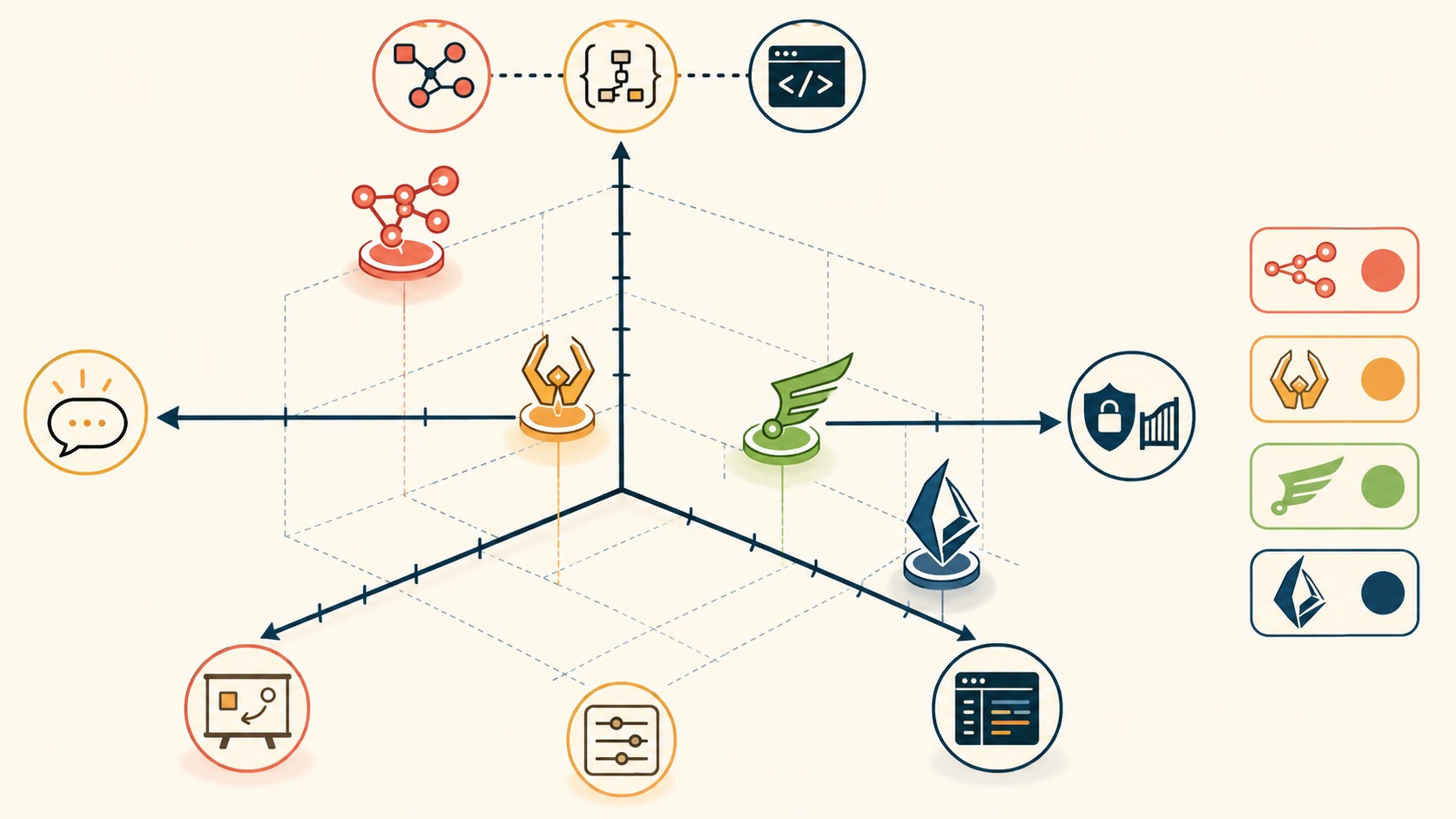 frameworks agentes ia typescript diagrama explicativo