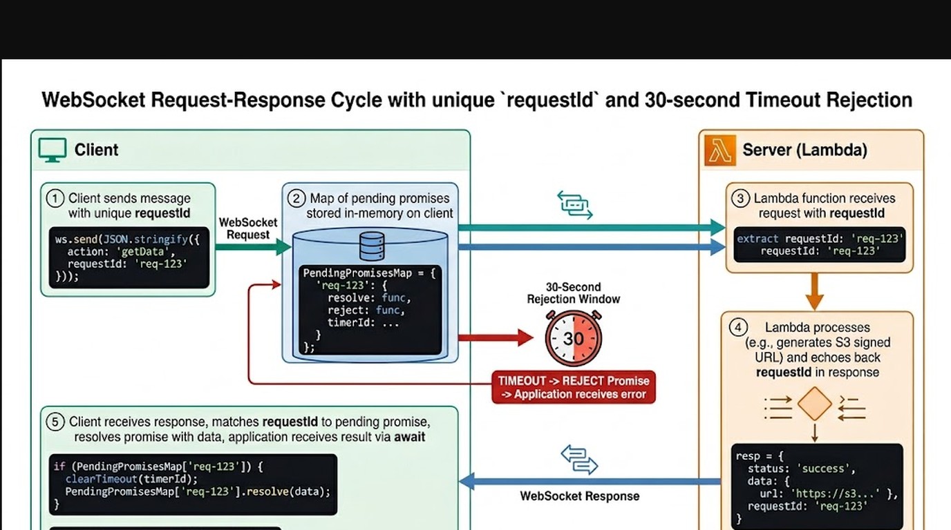 websocket async await aws lambda diagrama explicativo