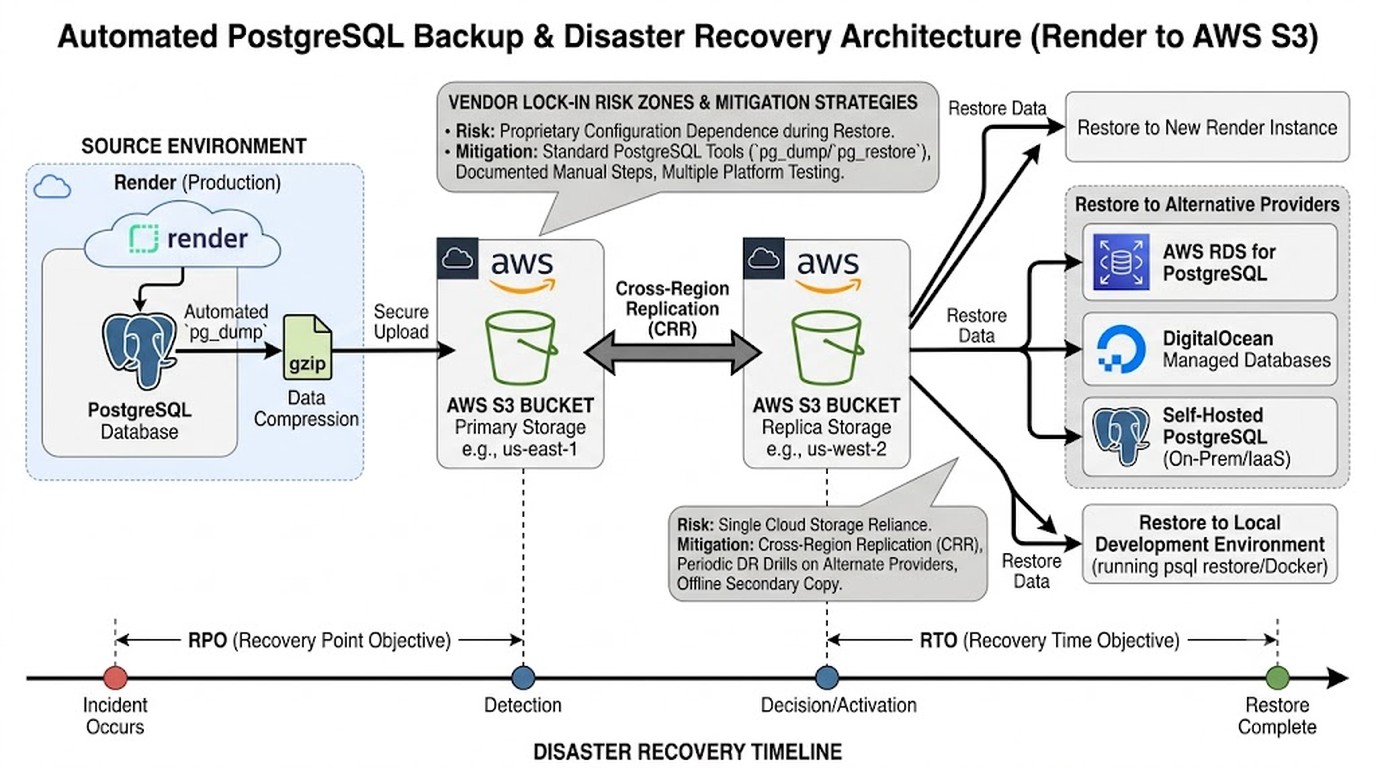 backups postgresql render s3 diagrama explicativo