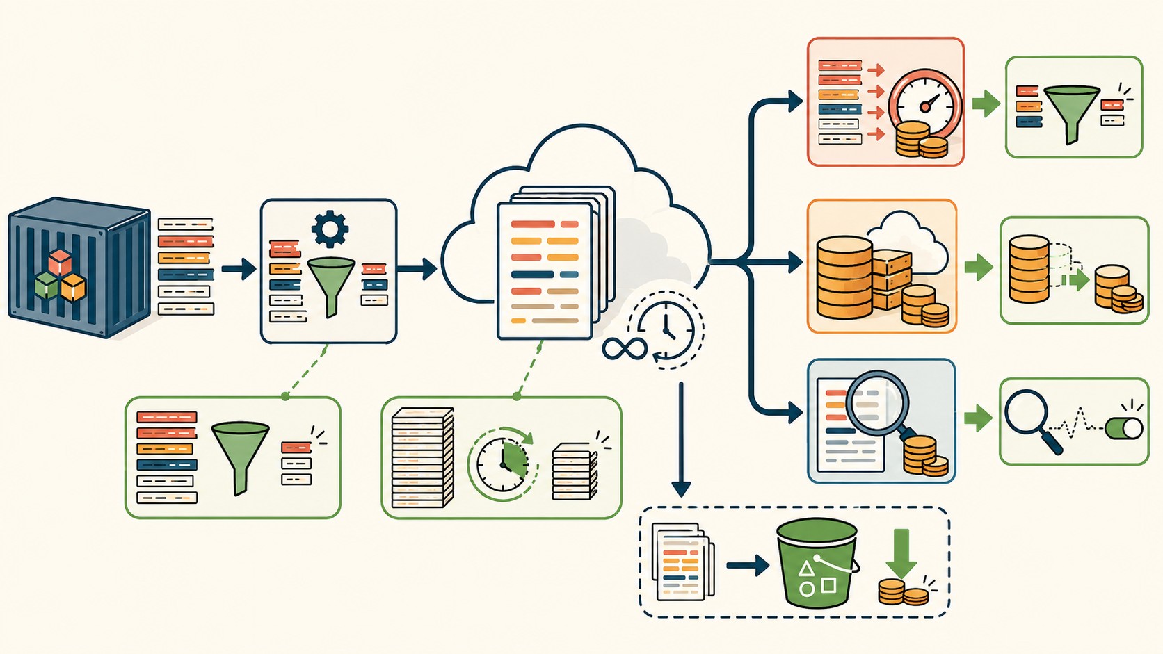 costos CloudWatch Logs ECS diagrama explicativo