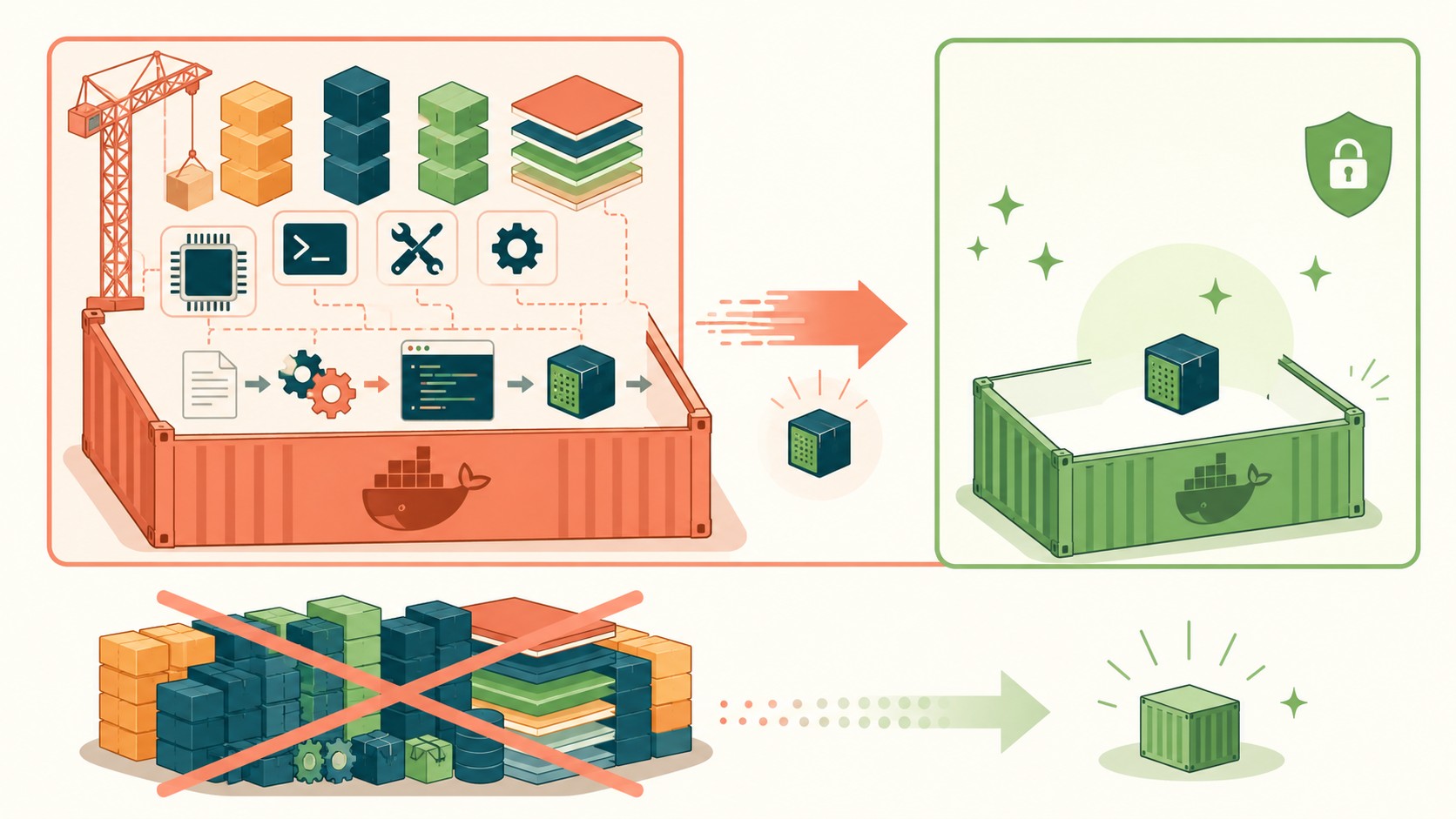 docker construcción multi-stage diagrama explicativo