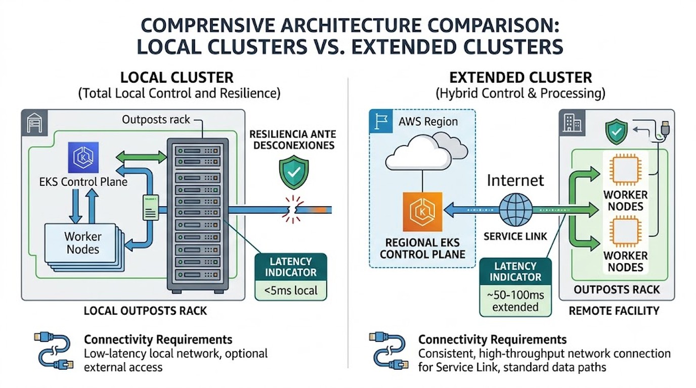 eks clusters locales aws outposts diagrama explicativo