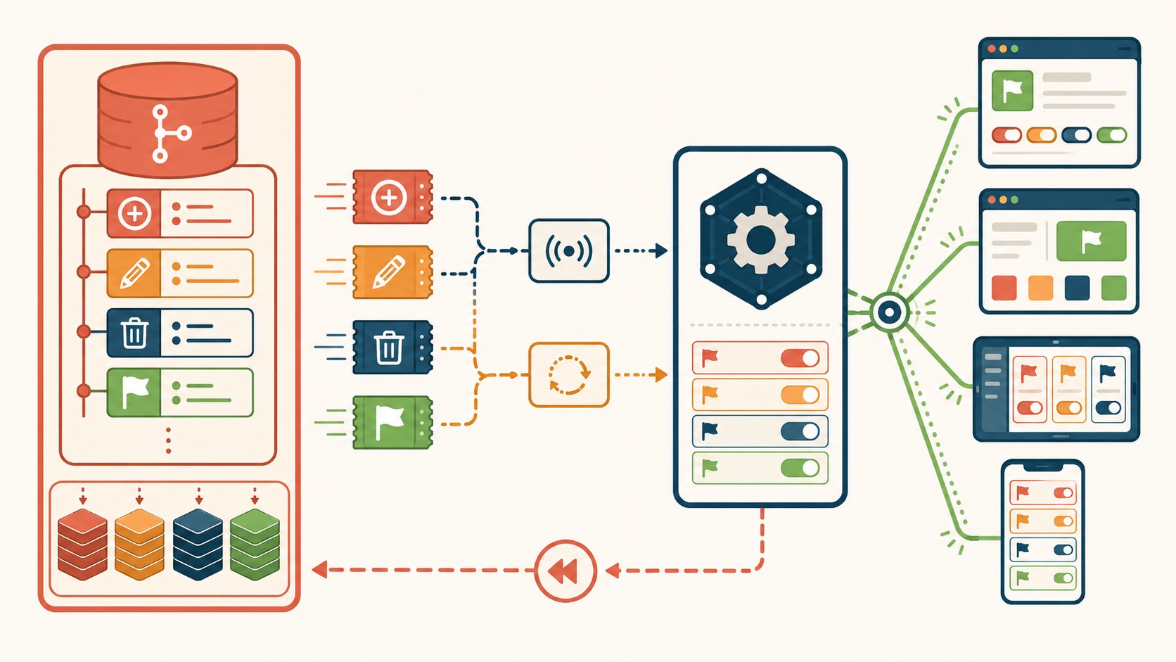 building real-time, event-sourced feature diagrama explicativo
