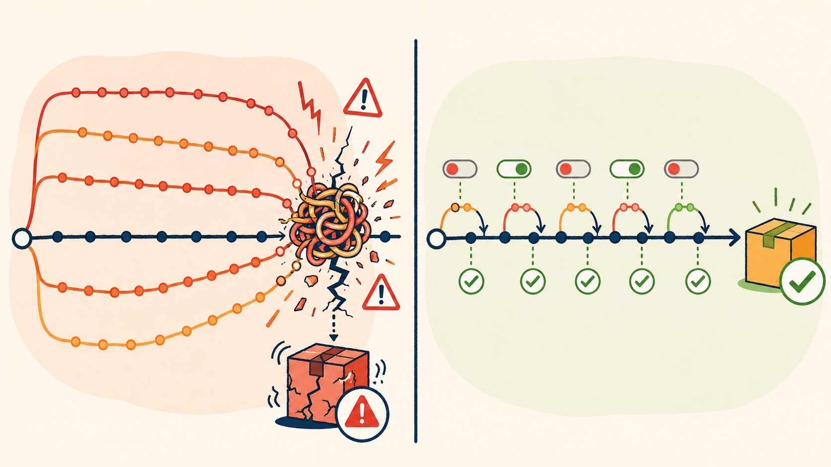 git workflow con feature flags diagrama explicativo