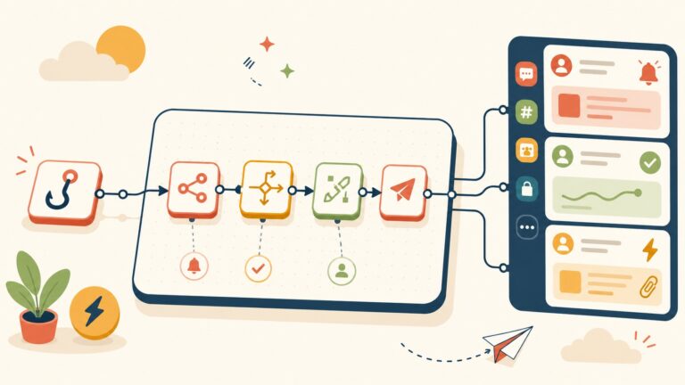 How to send Slack notifications with n8n (free workflow JSON, no code needed) - ilustracion