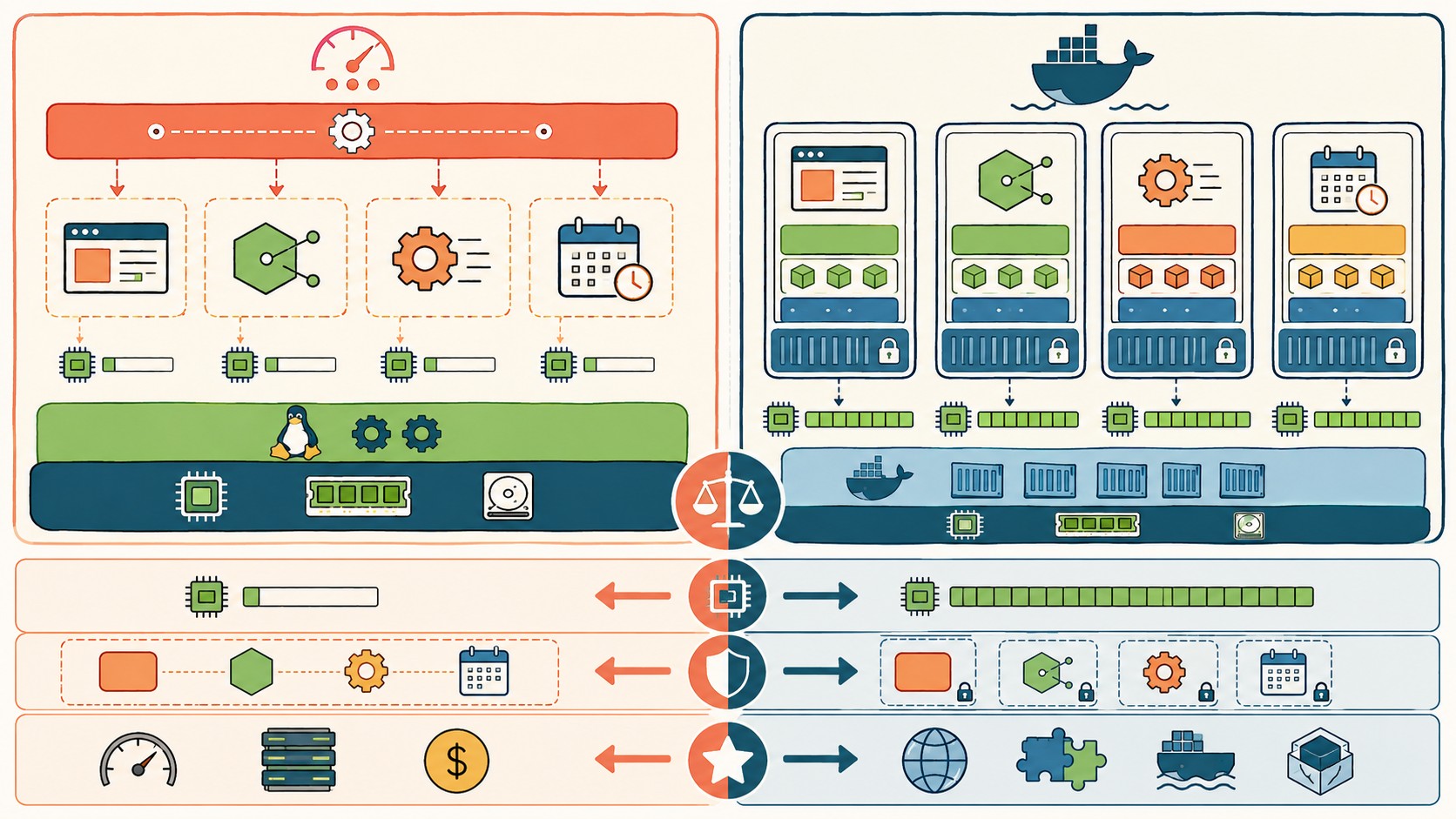 pm2 vs docker diagrama explicativo