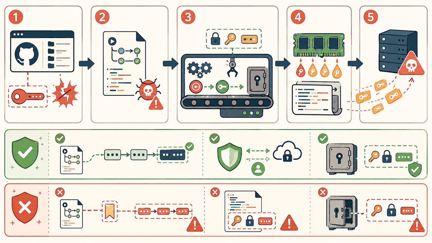 robo secretos github actions diagrama explicativo