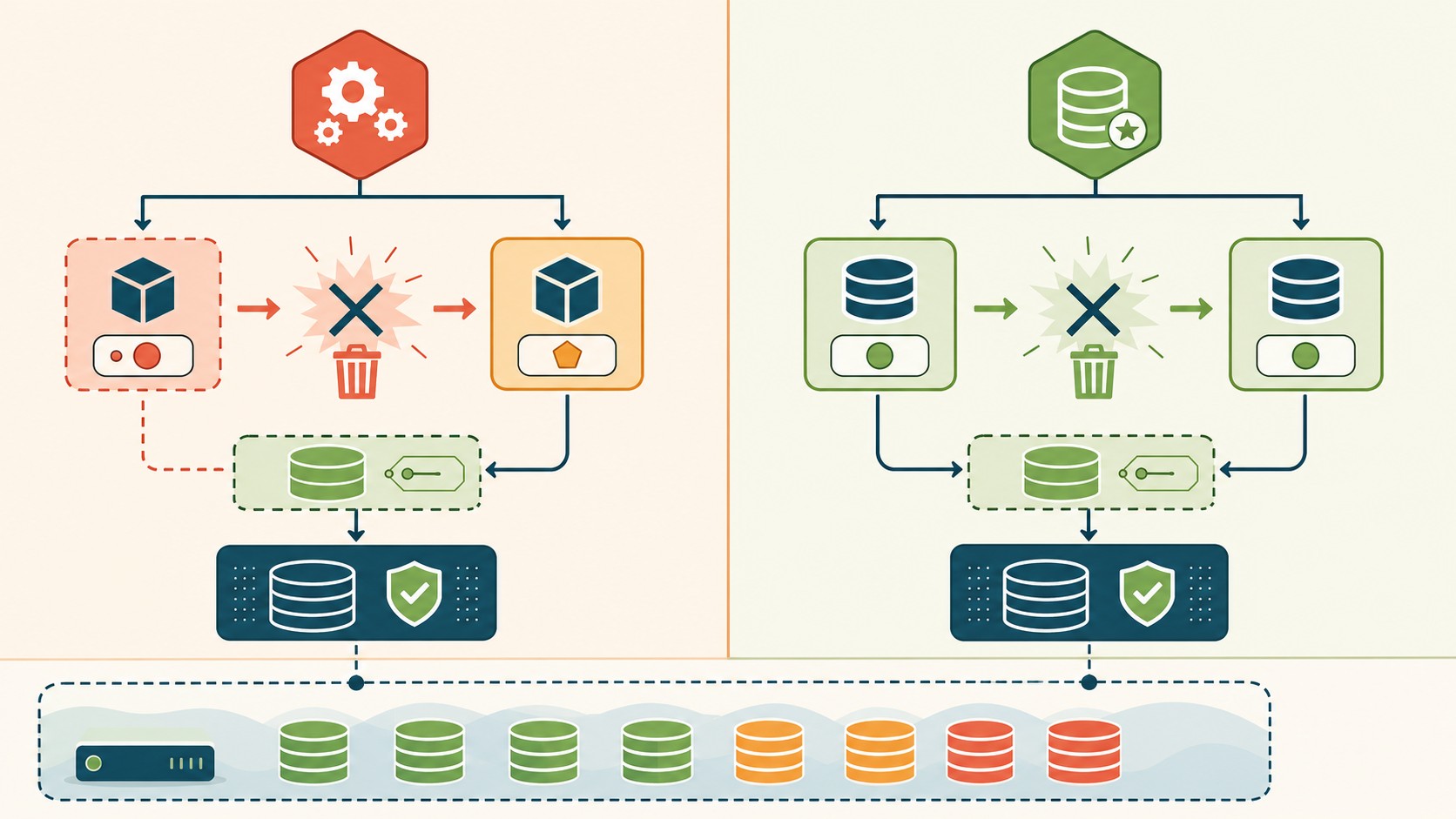 statefulsets vs deployments diagrama explicativo