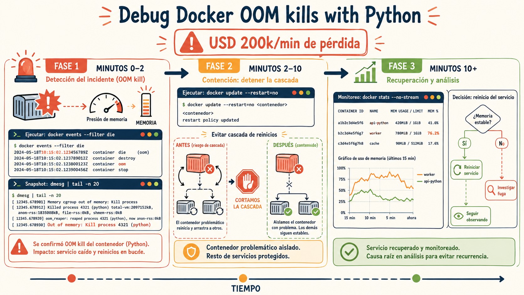 debuggear oom kills docker diagrama explicativo