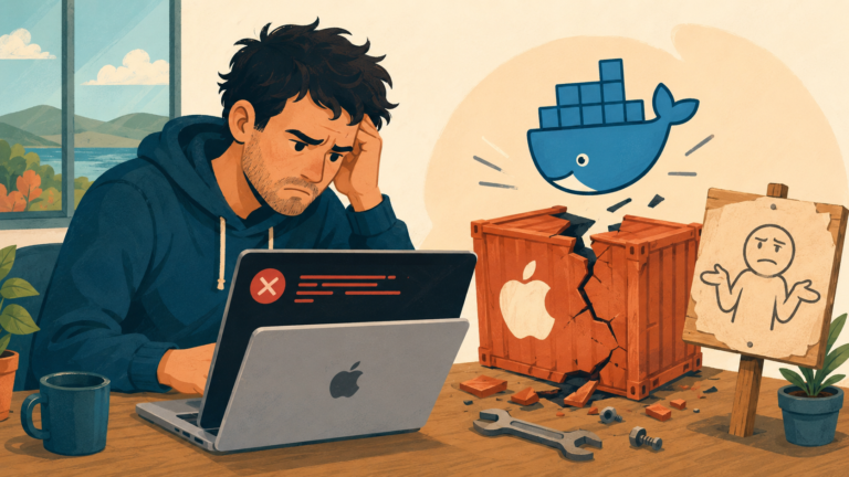 Docker Compose en Apple container: qué se rompió — ilustración
