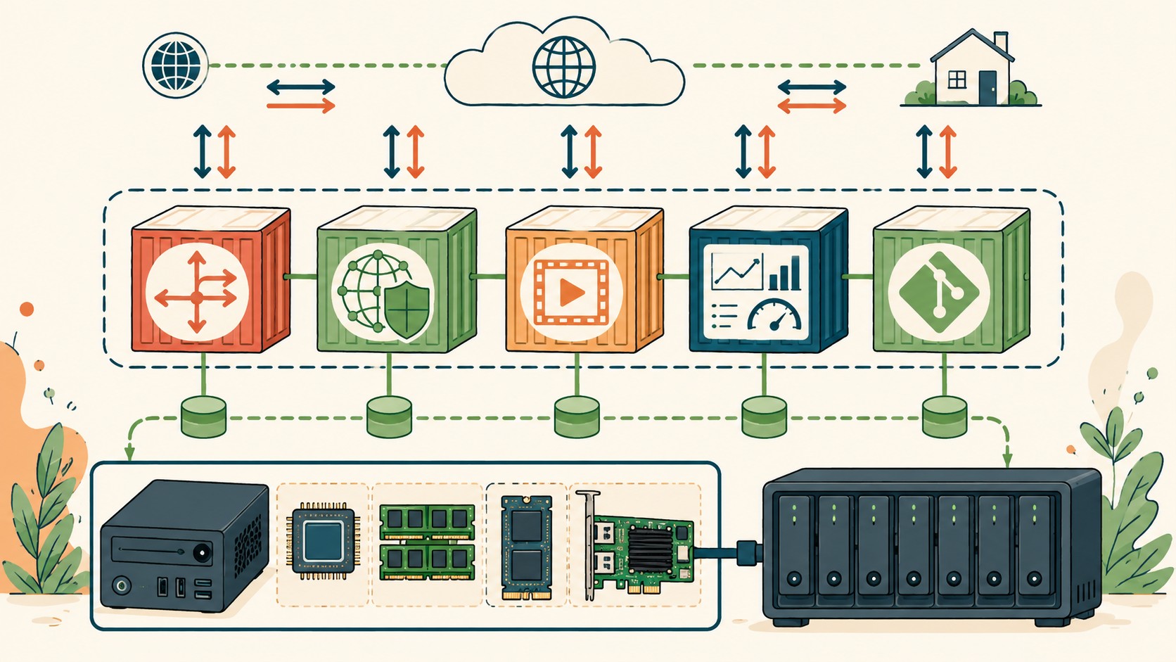homelab con docker compose diagrama explicativo