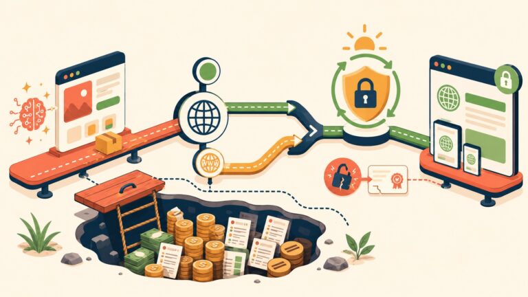 Shipping an AI-built app to your own domain: the DNS-to-HTTPS path (and the cost trap nobody warns you about) - ilustracion
