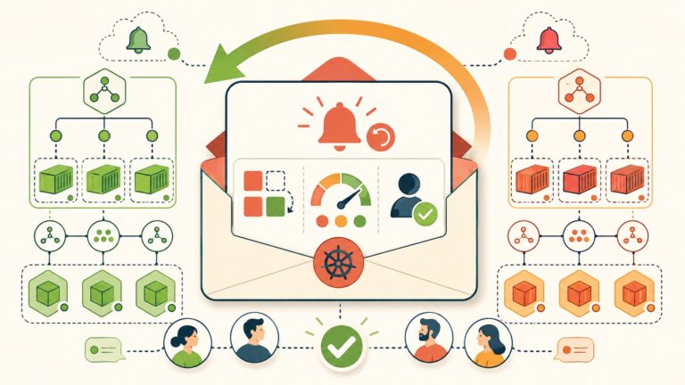 Kubernetes: correos de rollback sin confusión (2026) - ilustracion