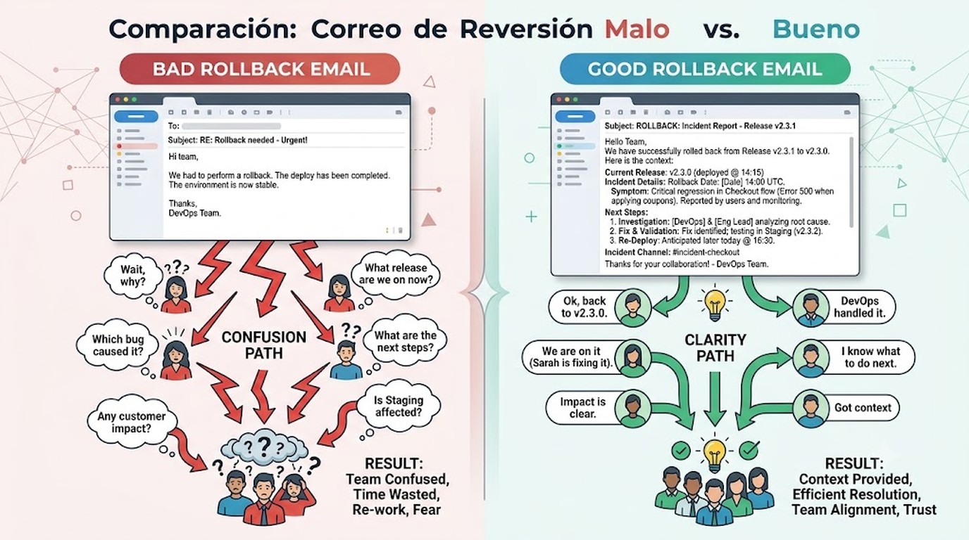 rollback Kubernetes correo diagrama explicativo