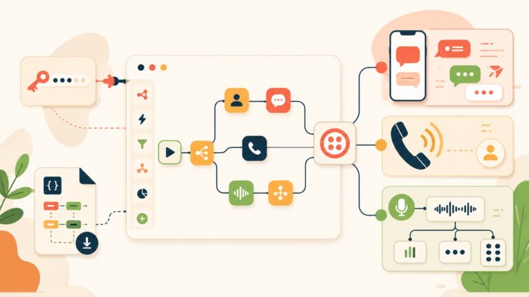 n8n Twilio nodo: SMS y llamadas sin código - ilustracion