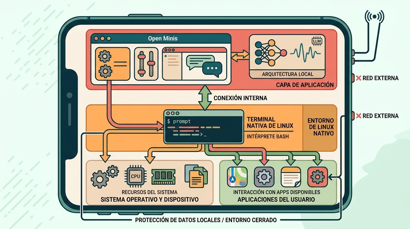 Open Minis agente AI diagrama explicativo