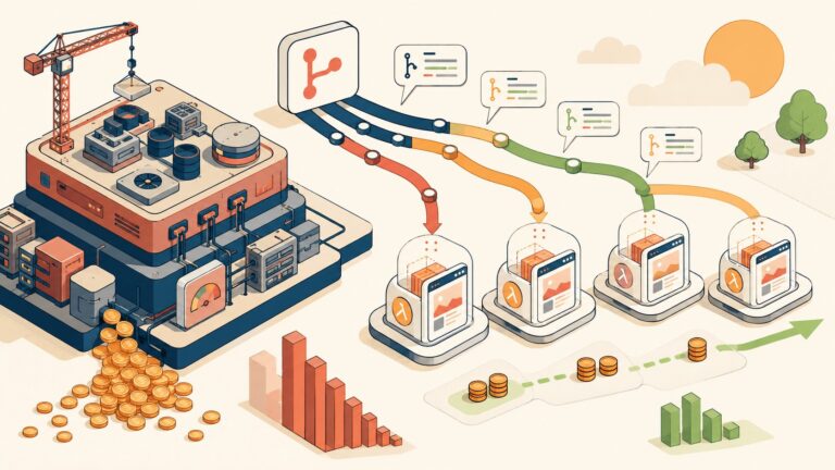 I Built PR Preview Environments With AWS Lambda MicroVMs and Cut Staging Costs by 78% - ilustracion