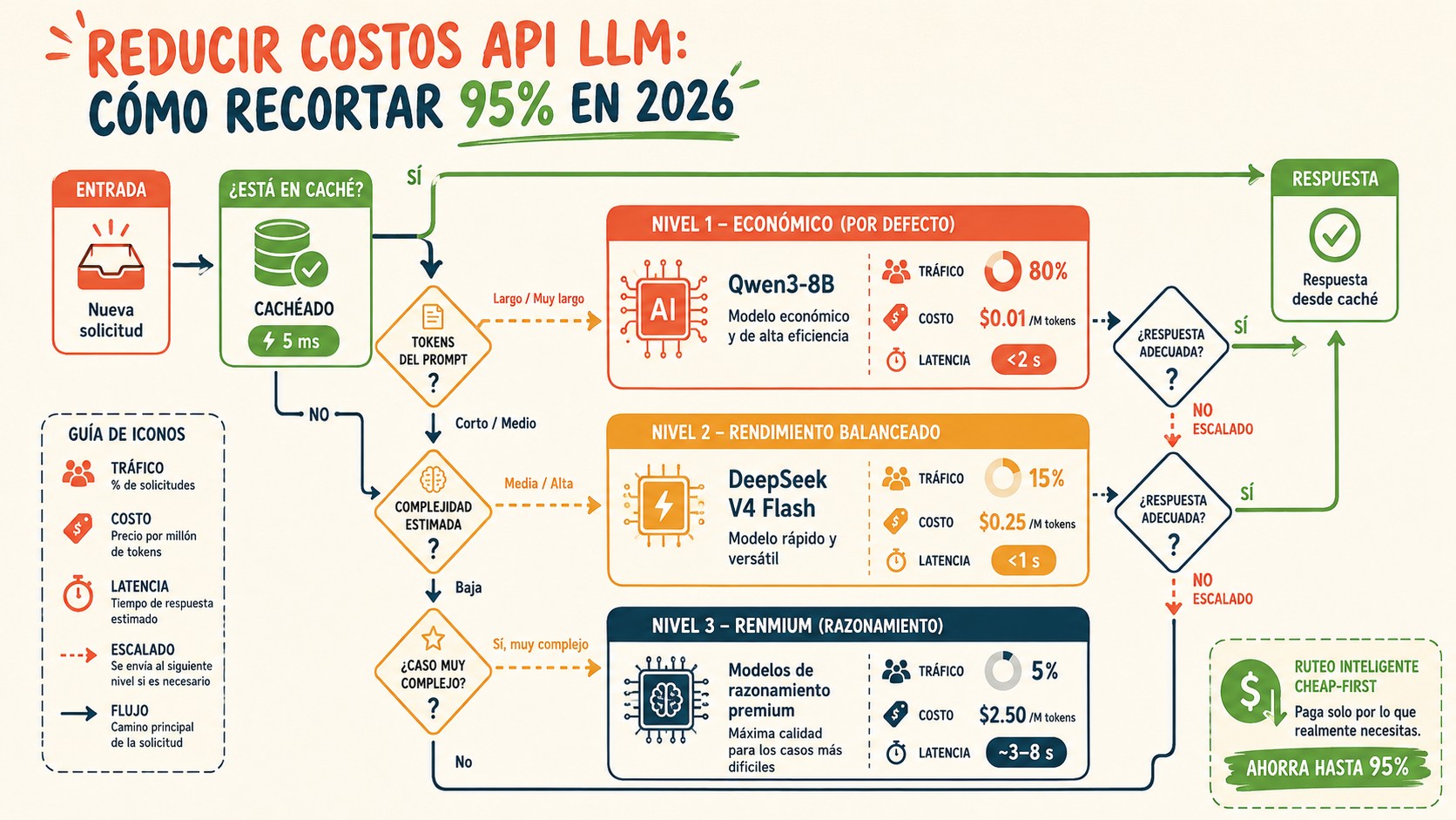 reducir costos api llm diagrama explicativo