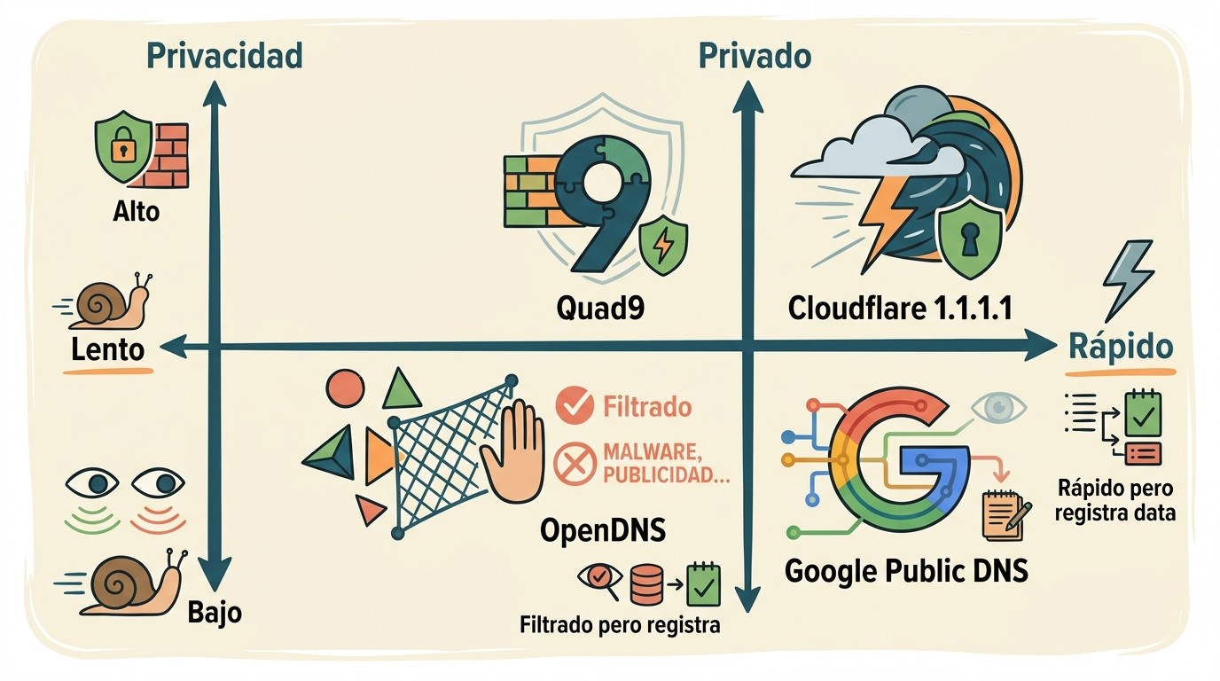 servidores dns públicos gratuitos diagrama explicativo