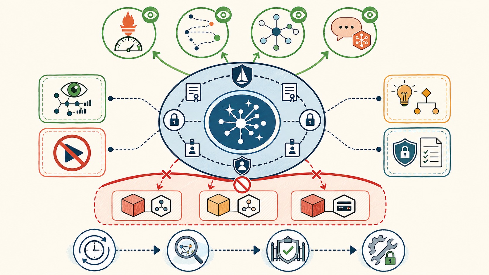 agentes ia zero trust diagrama explicativo