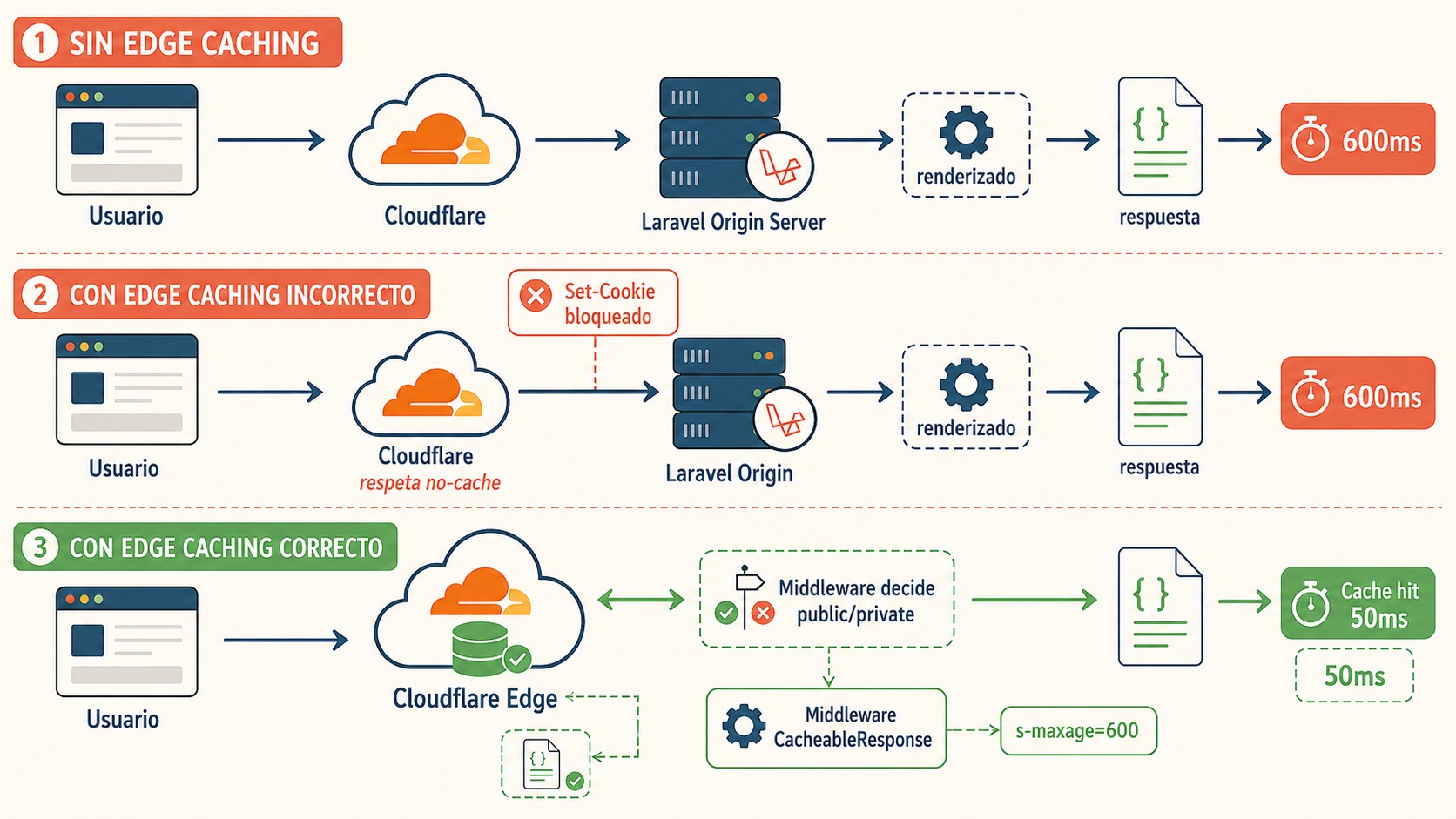 cloudflare full-page edge caching diagrama explicativo