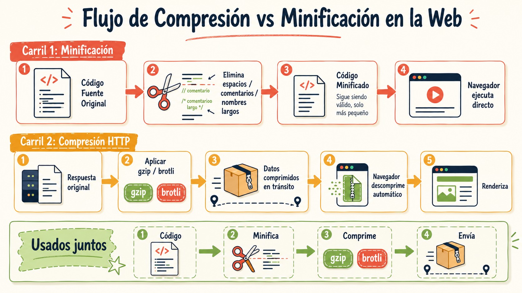 compresión minificación http diagrama explicativo