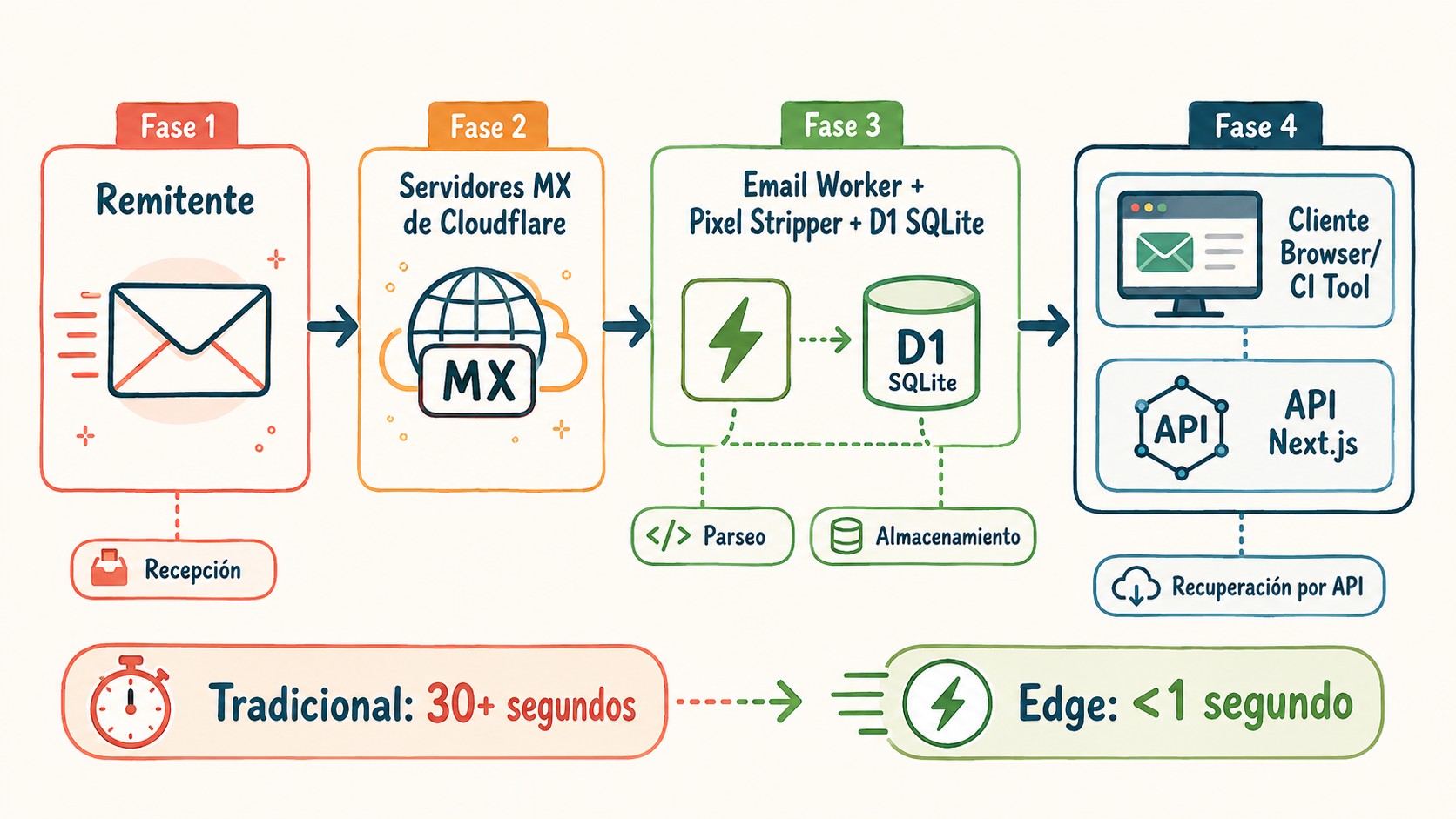 email temporal serverless diagrama explicativo