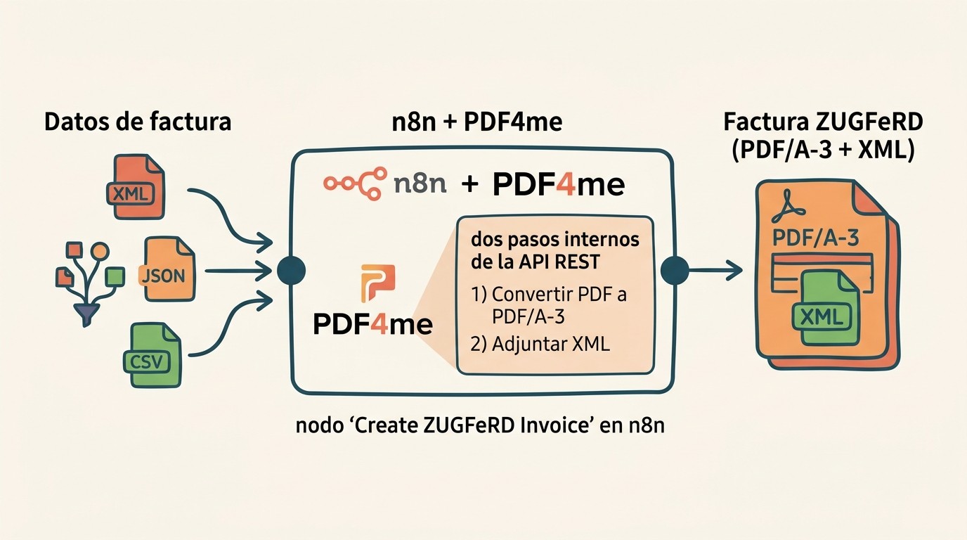 factura ZUGFeRD n8n diagrama explicativo