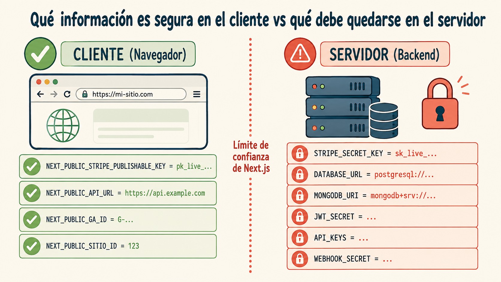 next.js secretos filtrados diagrama explicativo