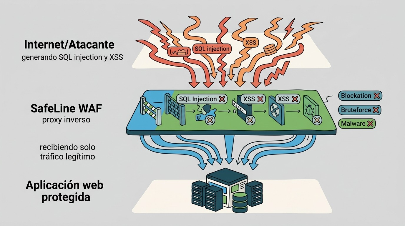 safeline waf docker instalación diagrama explicativo