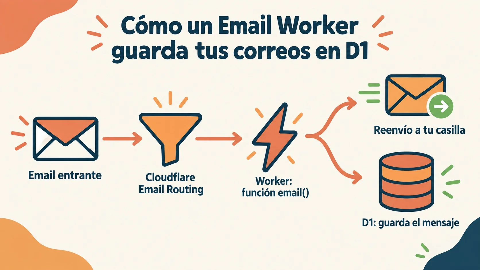 cloudflare email worker inbox d1 diagrama explicativo