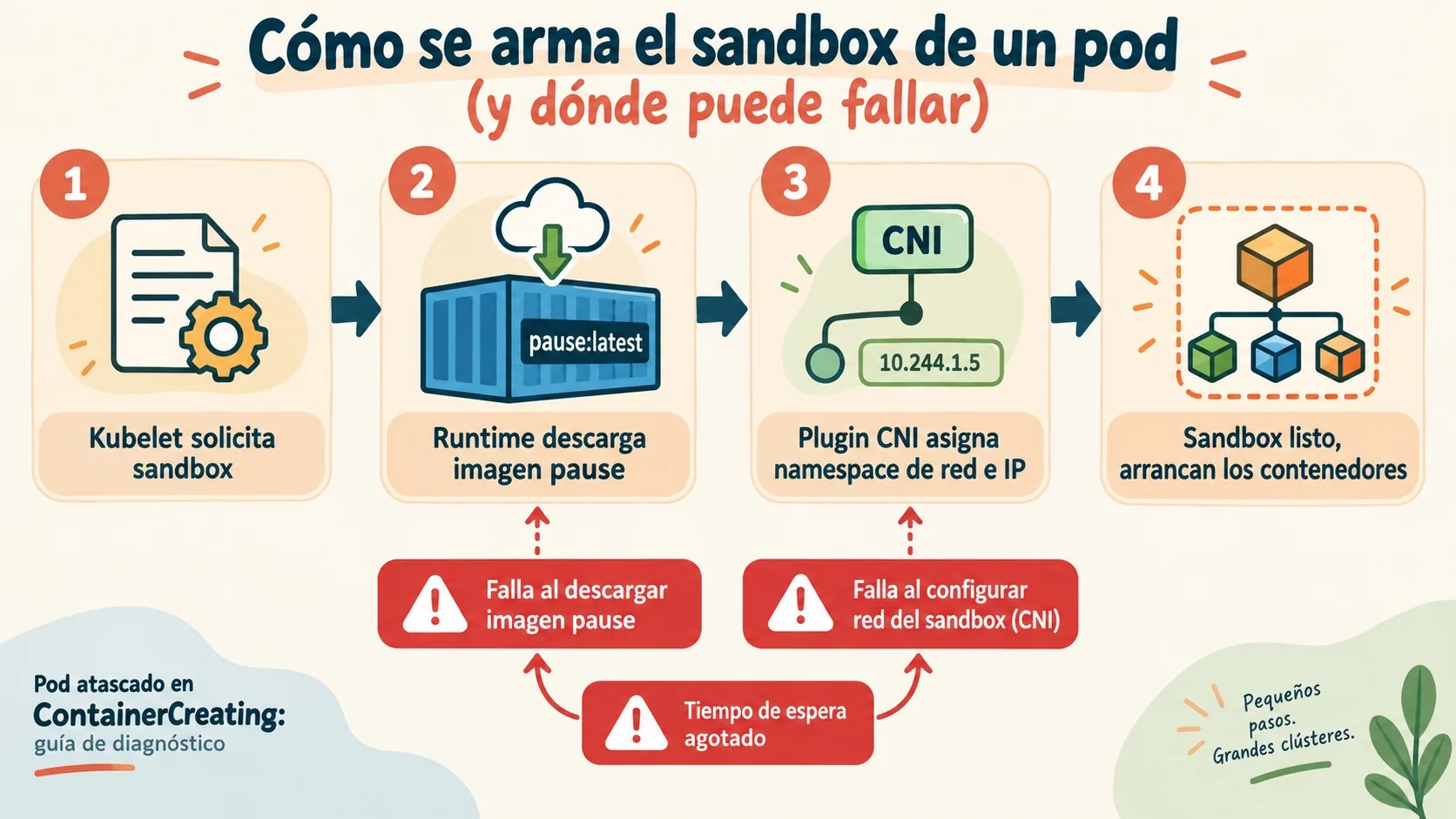 pod atascado en containercreating diagrama explicativo