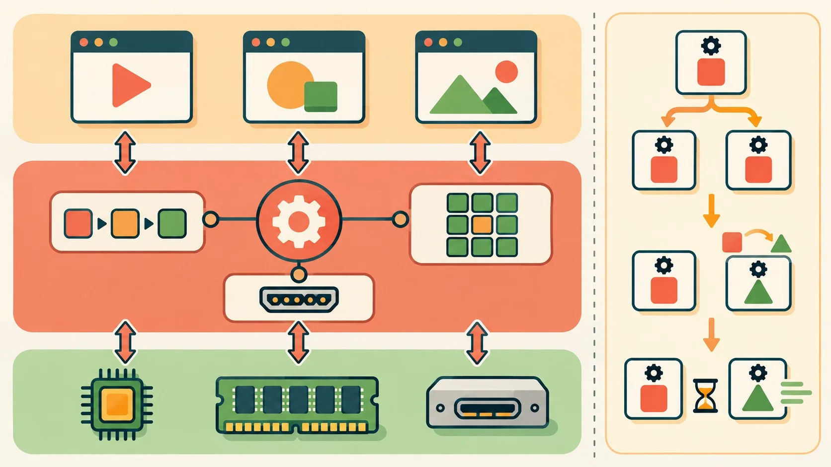 cómo funciona el kernel de linux diagrama explicativo