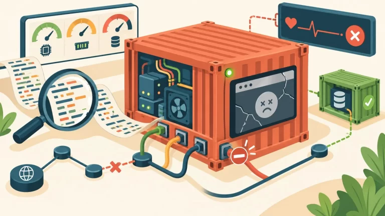 Docker en Up pero la app caída: guía para diagnosticar - ilustracion