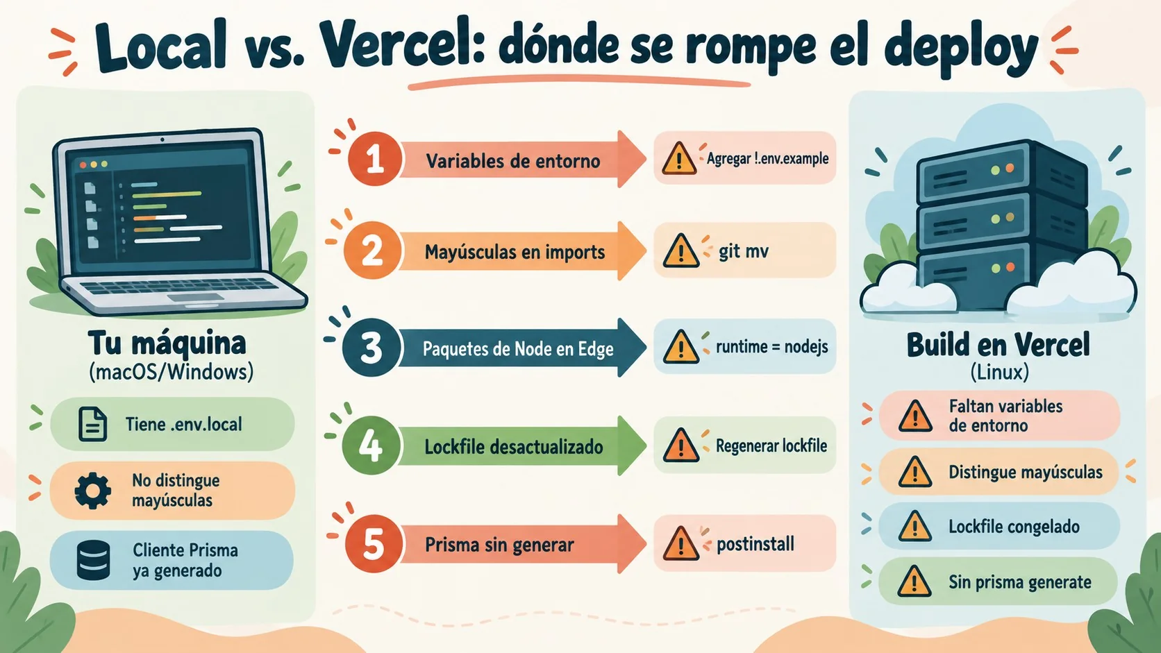 error de deploy en Vercel diagrama explicativo