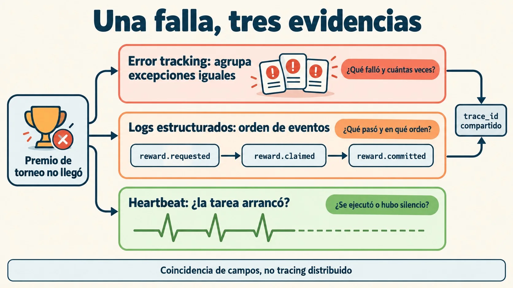 error tracking vs logging diagrama explicativo